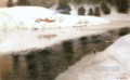 nieve En el río Simoa impresionismo paisaje noruego Frits Thaulow